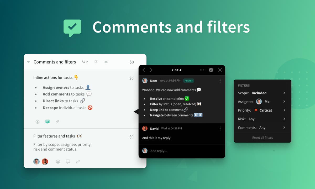 Comments & filters 💬 👀