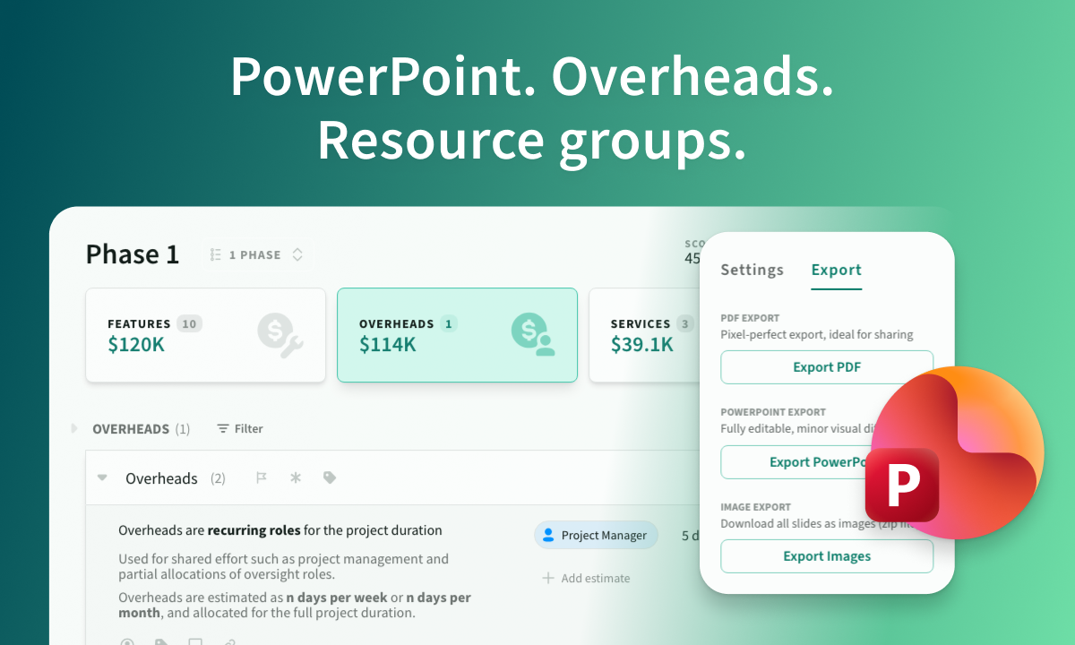 Export to PowerPoint, Resource groups