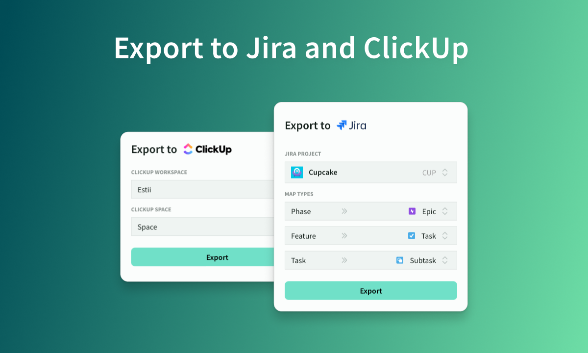 Export to Jira and ClickUp