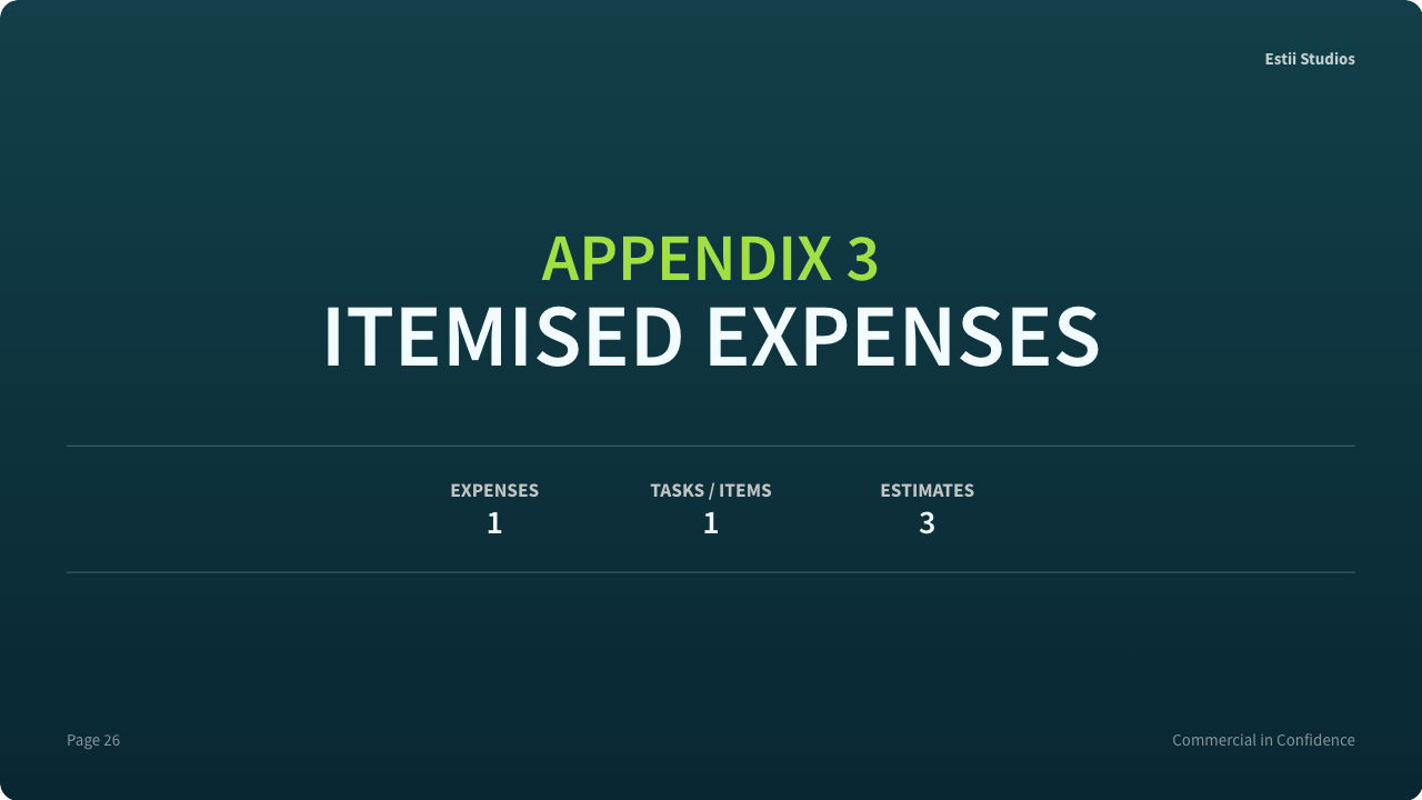 Itemised expenses - summary