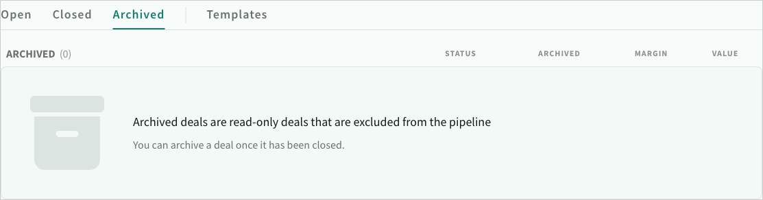 The archived pipeline tab