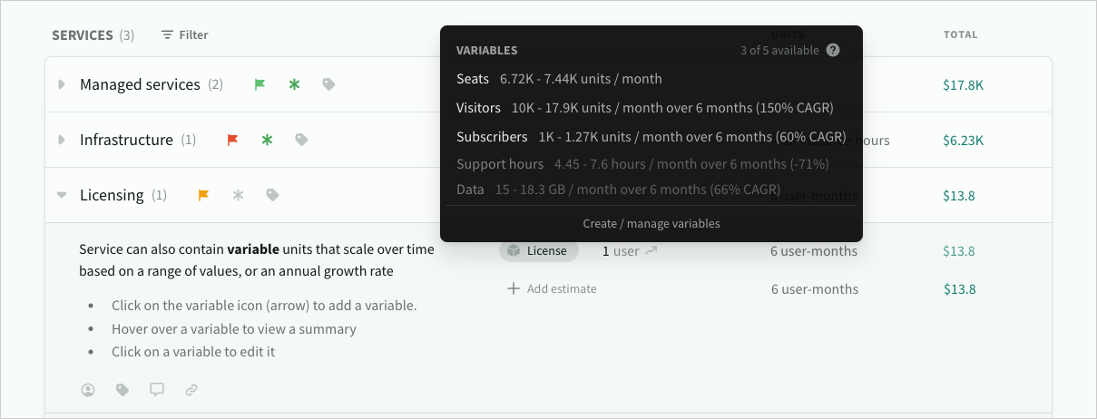 Selecting from existing variables in a deal