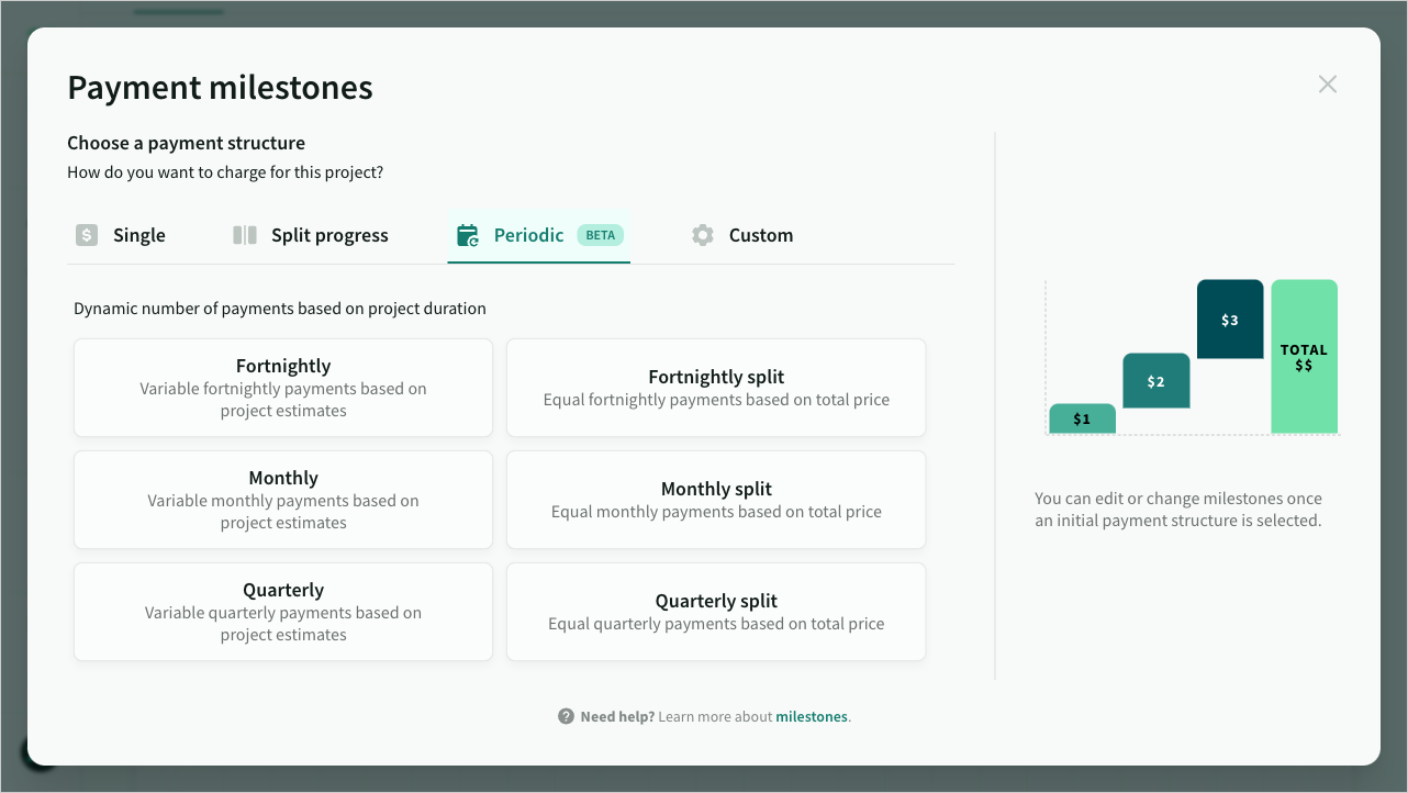 Choose a periodic milestone template