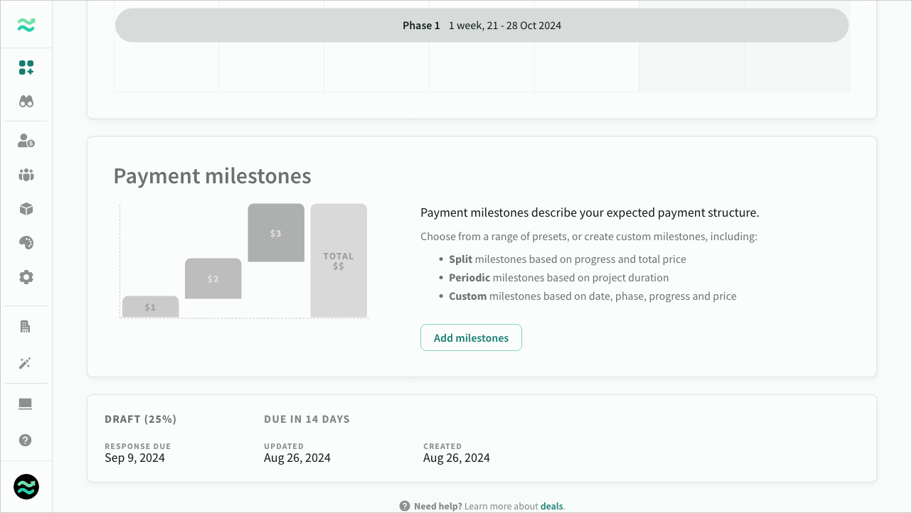 A deal with no payment milestones