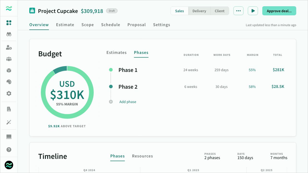 Deal phases on the overview screen