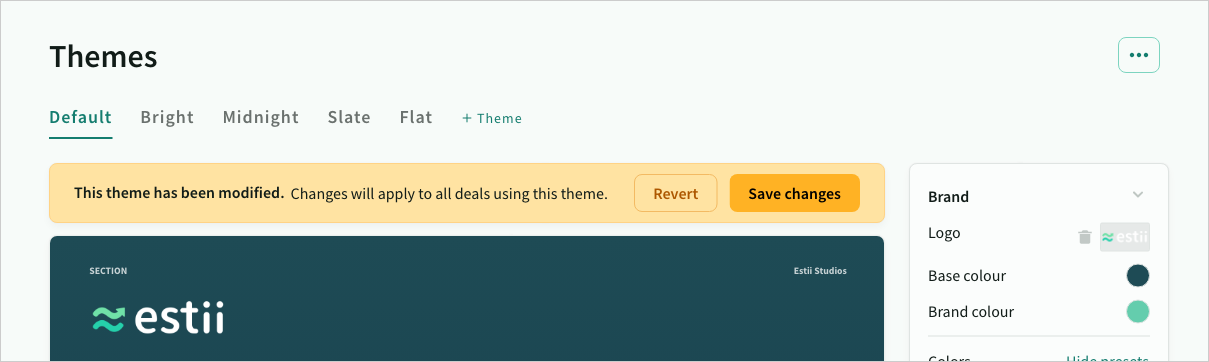 Changes to a theme must be explicitly saved