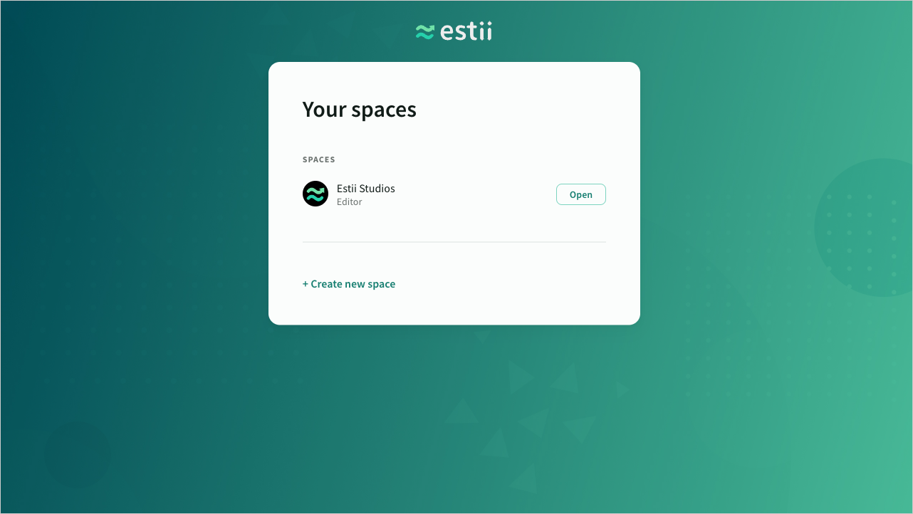 User spaces screen