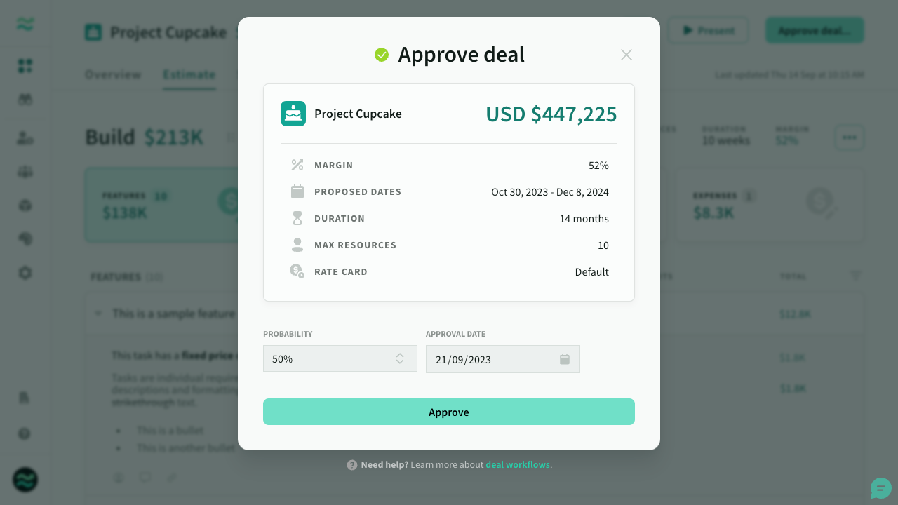 Deal approval
