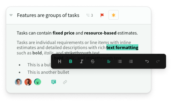 Manage estimates and requirements side-by-side.