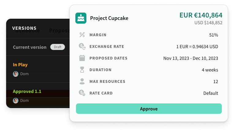Deal versions and approval