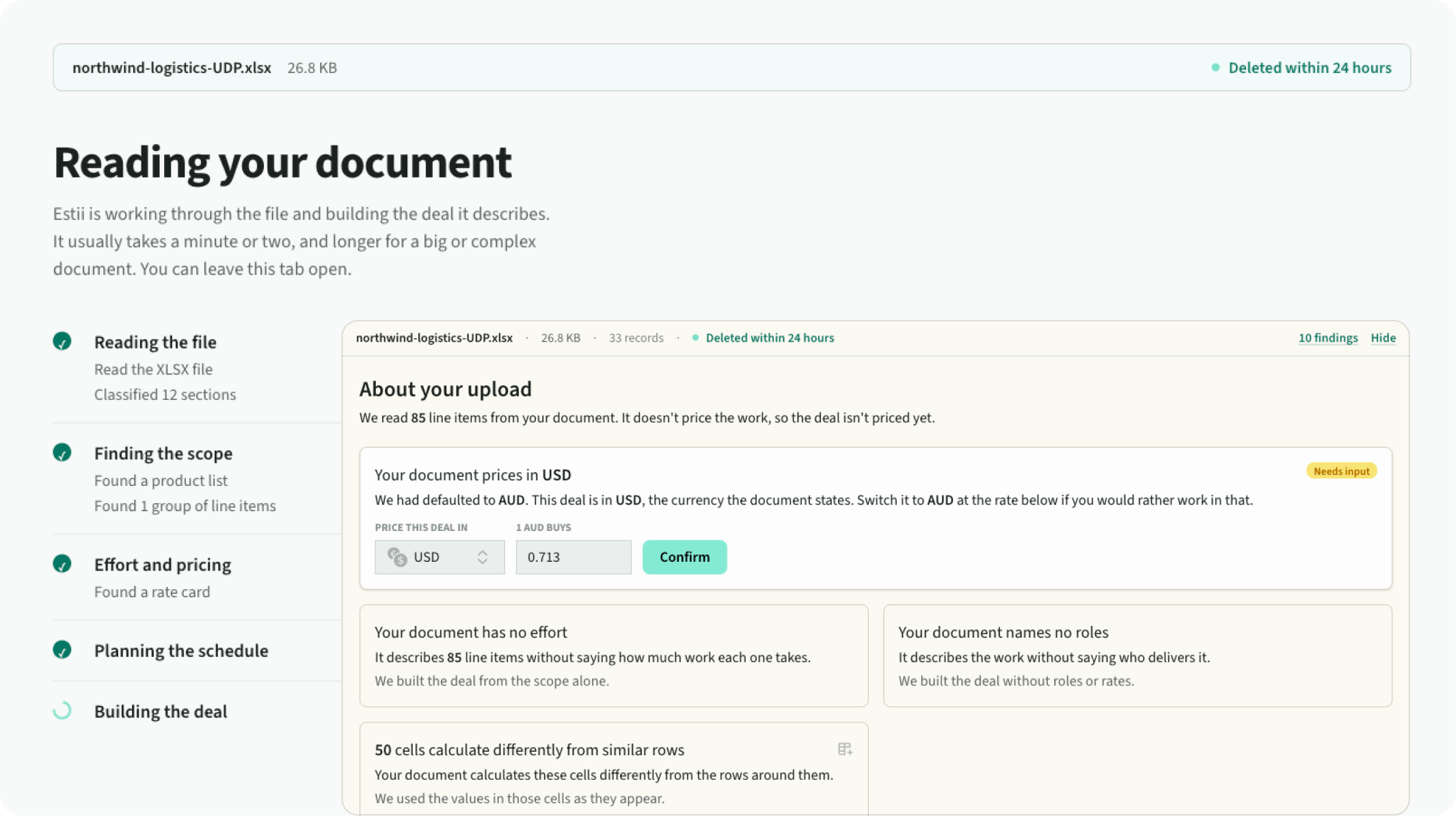 Import agent reading a proposal