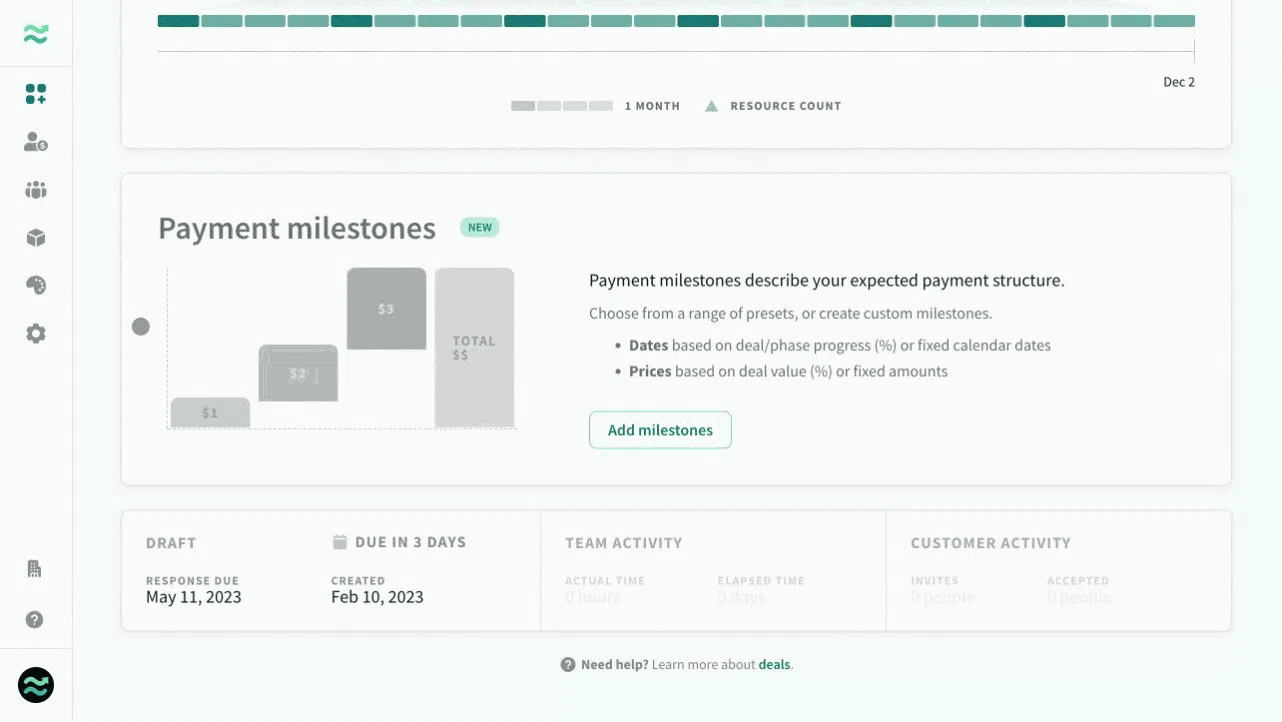 Dynamic payment milestones