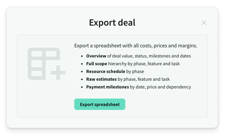 Export to spreadsheet