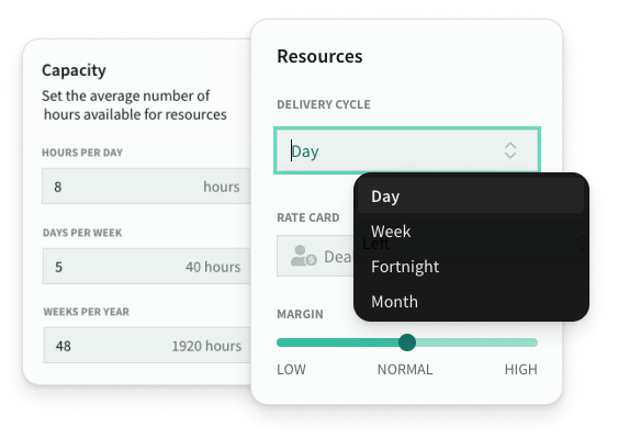 Resource and capacity settings